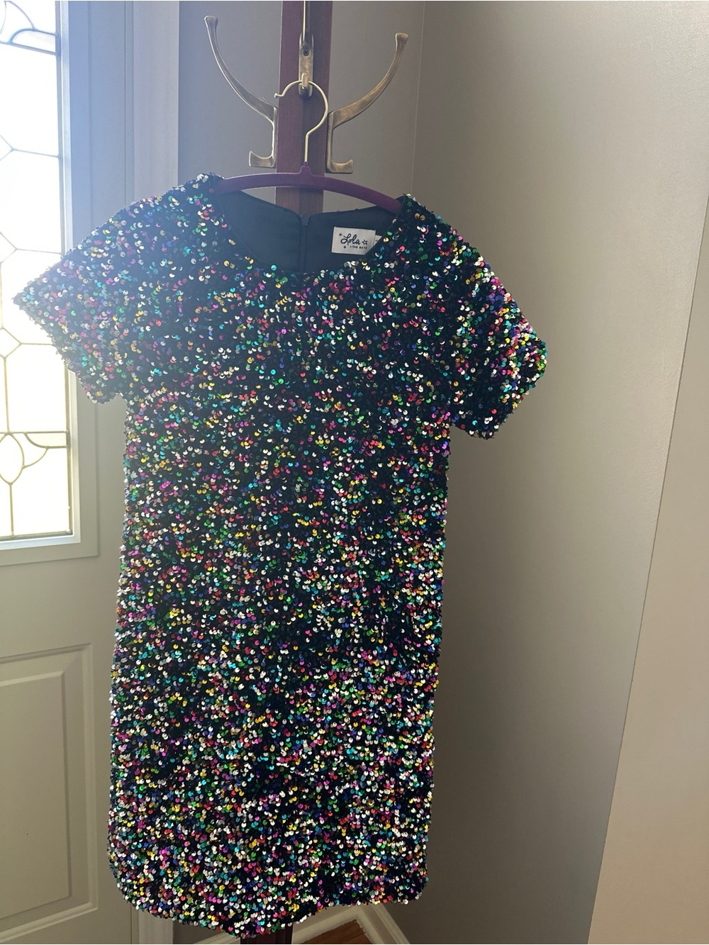 Lola + The Boys Girls Rainbow Sequined Shift Dress Size 14 Party Holiday
